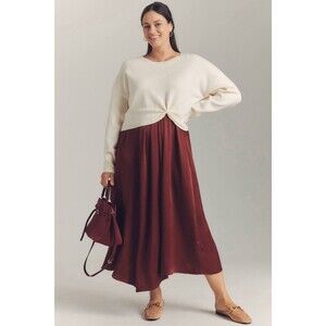 Anthropologie The Gemini Twofer White Twist Sweater Cropped Set Dress Sz S